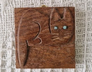 Bespoke Handmade Art: CAT - Mahogany Wood, Picrolite Stone, Handcarved By Artist - Picture 1 of 6