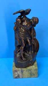 Vintage Messing auf Marmor Skulptur irischer mittelalterlicher Figur Cuchulain - Bild 1 von 11