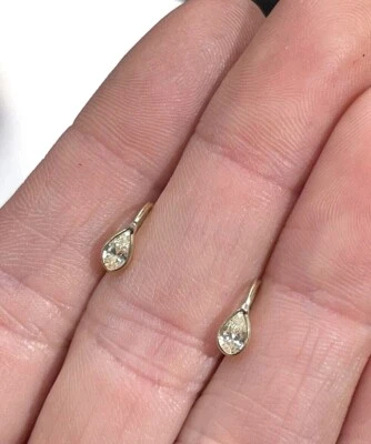 .40CT Natural Pear Diamond Solid 14K Yellow Gold  Hook Earrings - Image 1 of 4