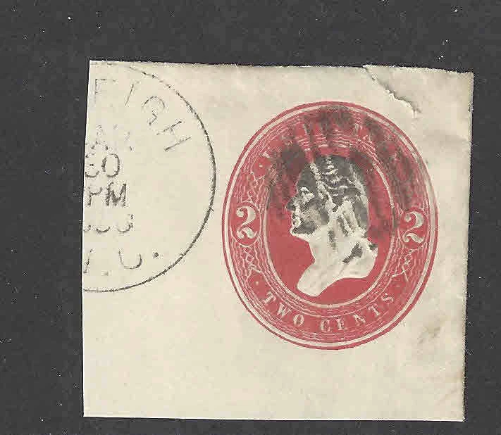 1883 U231 Cut Square 2c Red  On White Posted - Image 1 of 1