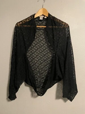 LOGO Lori Goldstein Womens Kimono Size 2X/3X Black Floral Lace Sheer Whimsigoth - Image 1 of 4
