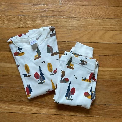 Hanna Andersson ling john organic cotton pajamas fall animals size 12 - Image 1 of 4