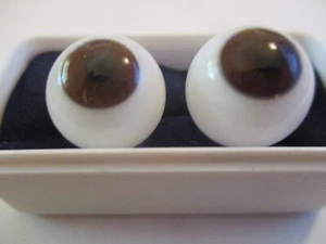 18 mm Brown Vintage Round Handblown Glass Eyes Hollow  11 mm Iris     P48 - Picture 1 of 4