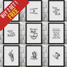 Alice in Wonderland Poster Framed Wall Print Movie Cheshire Cat Smile Mad Hatter