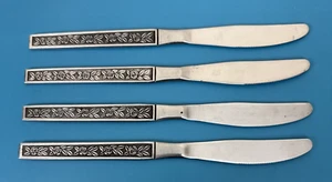 Vintage Western Rose Japan Stainless Dinner Knives Set of (4) Well Used - Picture 1 of 8