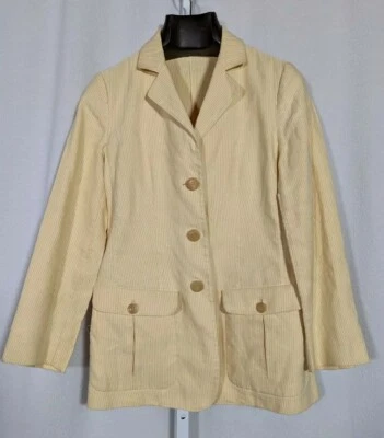 Giorgio Armani Classico Pale Yellow Herringbone Linen Blend Blazer 48 Italy - Изображение 1 из 4