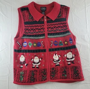 Designer Studios Originals Christmas Vest Womens Size Medium Festive Santa - Picture 1 of 10