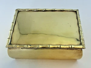 Vintage Solid Brass Cigarette Trinket Box Bamboo Palm Beach Hollywood Regency - Picture 1 of 12