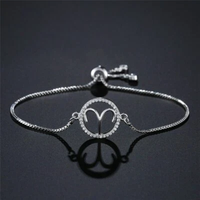 ZARD Aries Zodiac CZ Charm Slider Bolo Bracelet in Fine Silver Plate  - Image 1 of 3