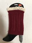 Pair Of Womens Fashion Knitted With Lace  Leg Warmer/boot Topper Wine (7-fd-24)