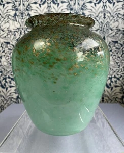 Scottish Monart Vase Shape 'HF' Size 'VII' Turquoise with Gold Aventurine - Picture 1 of 14