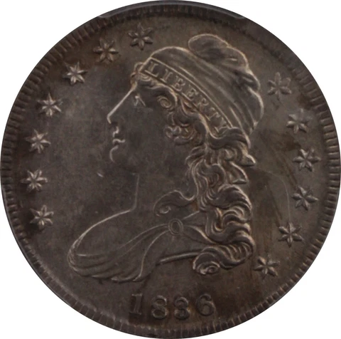 1836 AU55 Capped Bust Lettered Edge Half Dollar, PCGS 26775836 Cover