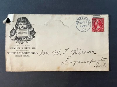 Speicher & Rees Co. White Laundry Soap Wabash Indiana Advertising 2 Cent Cover - Image 1 of 2