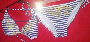 Bing Surf Purple Striped Bikini Swimsuit Size Small - Picture 1 of 3