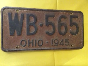 Placa de licencia de Ohio 1945 - excelente pátina antigua - Imagen 1 de 5