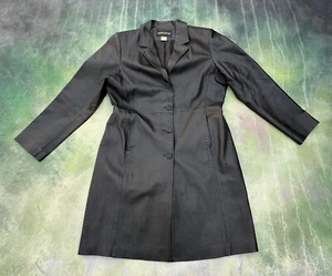 Metro Style Women's Black Leather Coat Jacket Size 14. - Picture 1 of 9