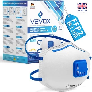 VEVOX® FFP2 Dust Mask - Set of 10 - Valved Face Masks - Respirator - Protection - Picture 1 of 10