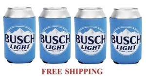 BUSCH LIGHT 12oz 4 BEER CAN COOLERS KOOZIE COOLIE COOZIE HUGGIE BUD NEW - Picture 1 of 1