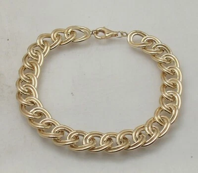 Brazalete Technibond de 8" enchapado en oro amarillo de 14K plateado con doble bordillo Foto 1 de 4