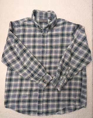 Franela a cuadros David Taylor para hombre XL (se adapta a L-XL) abotonada verde/azul 1 bolsillo Foto 1 de 4