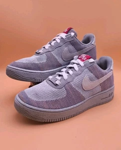 NIKE Air Force 1 Trainers UK SIZE 4 Womens Wolf Grey Crater Flyknit Shoes AF1 - Picture 1 of 11