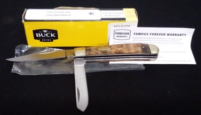 NAVAJA DE BOLSILLO PLEGABLE BUCK TRAMPA DOBLE HOJA #382 NUEVA CON CAJA Foto 1 de 4