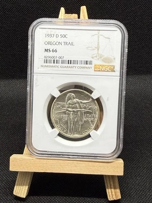 1937-D MS66 Oregon Trail Silver Commemorative NGC Certified Gem - White - Image 1 of 2