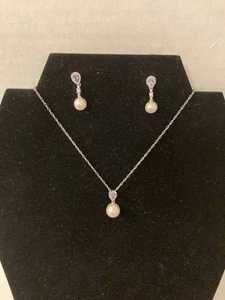 Stauer FW Pearl & Tanzanite Necklace/ Earrings Set - Picture 1 of 12