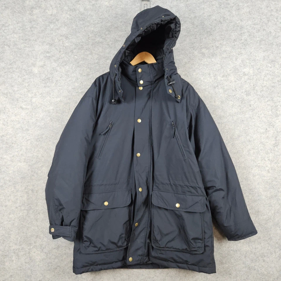 Trader Bay Adult Winter Down Puffer Coat Parka Hooded Navy Blue Size L Pockets - Image 1 of 4