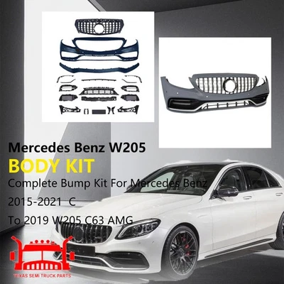 Front Bumper Kit Convert 2015-2021 Mercedes Benz W205 C Class to C63 AMG-Style Foto 1 de 4
