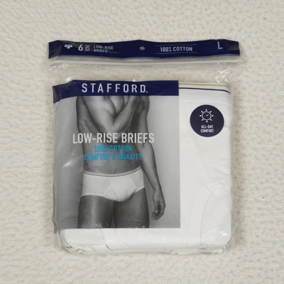 Paquete de 6 calzoncillos de tiro bajo Stafford vintage para hombre grandes 36"-39" cintura blancos sellados Foto 1 de 4