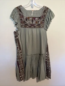 Free People Boho-Kleid M Day Glow Spanish Moss Embroidered Neu - Bild 1 von 16