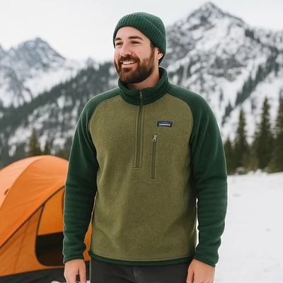 Patagonia Better Sweater 1/4 Zip Fleece Pullover Green Cozy Cabin Hiking Men’s L - Image 1 of 4