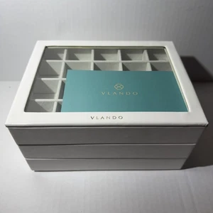 Vlando Jewelry Box for Women, Glass Lid Jewelry Organizer - Picture 1 of 5