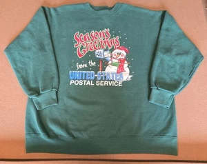 Vtg USPS Sweatshirt Mens Sz L 90s Seasons Greetings United States Postal Service - Picture 1 of 10