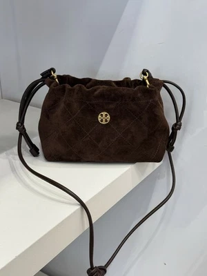 Tory Burch WILLA Willa E/W Drawstring Bag 170064 OUTLET $550 Dark Cocoa - Image 1 of 4