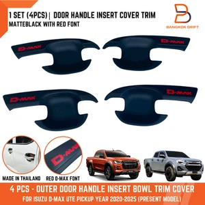 MATTEBLACK RED 4 DOORS HANDLE INSERT BOWL CUP TRIM FOR ISUZU D-MAX 2020-2025 UTE - Picture 1 of 10