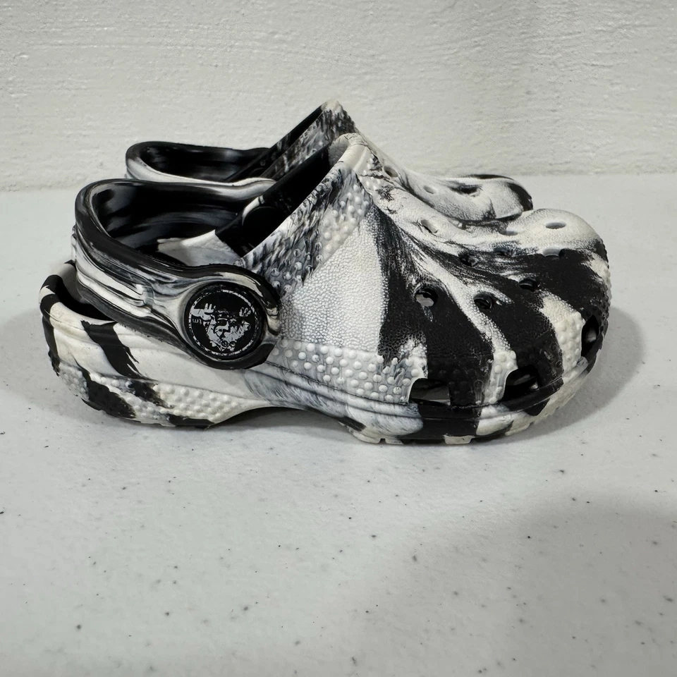 Crocs Toddlers Unisex Classic Marbled Tie-Dye Clog White/Black - Image 1 of 4
