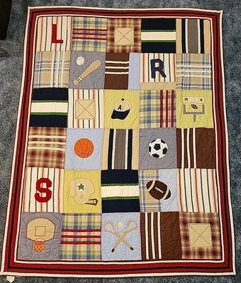 Pottery Barn Kids TWIN Junior Varsity Sports  Quilted Comforter - Image 1 of 4