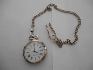 Quartz Pocket Watch Numeral face Battery Operated Needs Battery w chain - Picture 1 of 2