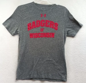 Under Armour Loose Gray Wisconsin Badgers Tee Shirt Men’s Size Medium - Picture 1 of 9