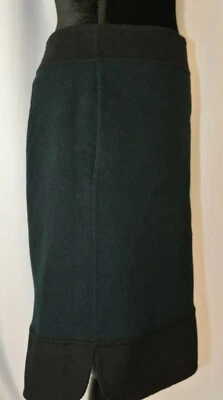 'S Max Mara Sz 8 Black Green Color Block Virgin Wool A Line Skirt Vents Pockets - Image 1 of 4