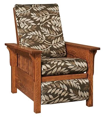 Amish Mission Arts & Crafts Landmark Recliner Accent Chair Solid Wood Upholstery - Image 1 of 4