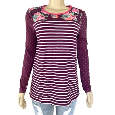 Camiseta Matilda Jane Calling Bird Floral Rayas Lunares Manga Larga Para Mujer Pequeña’s Foto 1 de 4