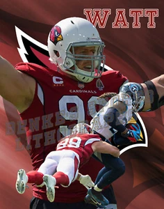Arizona Cardinals Lithograph print of J J Watt 2021 11 x 14 - Picture 1 of 1