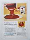Pet Evaporated Milk Poured Chocolate Fudge Recipe Walnuts 1957 Vintage Print Ad