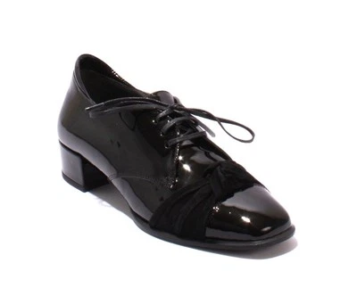 Gibellieri 2044a Black Patent Leather Suede Lace-Up Casual Loafers 36.5 / US 6.5 - Image 1 of 4