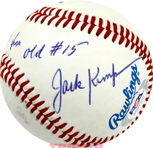 Jack Kemp Autografió ML Baseball Insc a Chuck del viejo PSA #15 - Buffalo Bills - Imagen 1 de 3