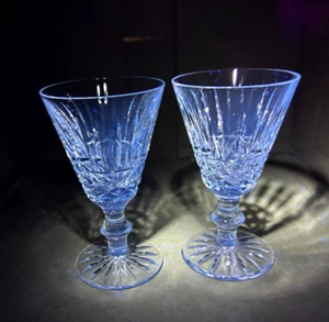 Vintage Waterford Maeve Tramore Crystal Wine Glasses, Blue Manganese Glow 365nm - Picture 1 of 12