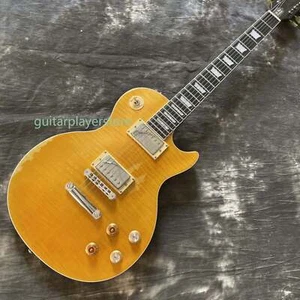 Custom Relic gelb geflammter Ahorn Vintage LP E-Gitarre HH Tonabnehmer kostenloser Versand - Bild 1 von 7